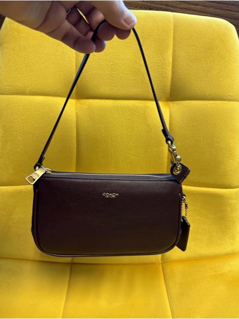 Coach Burgundy Leather Shoulder Bag with Gold Hardware
